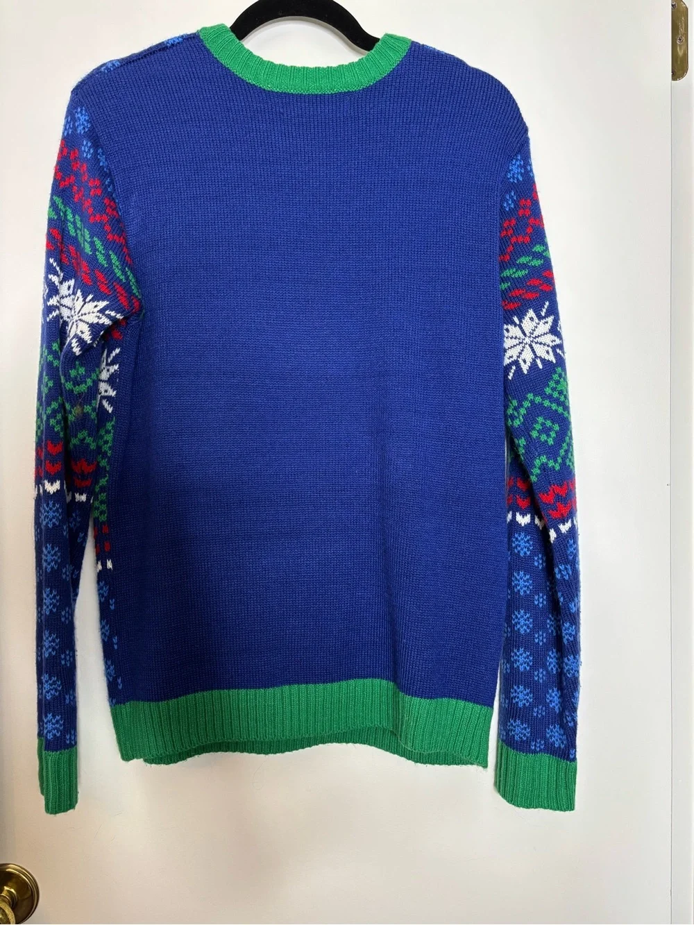 Men's Blue Pug Santa Crewneck Sweater - Holiday Knit Pullover